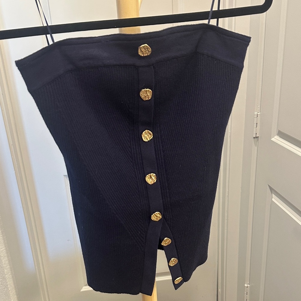 Elegant Navy Blue Button-Down Skirt